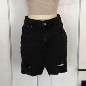 Black denim skirt